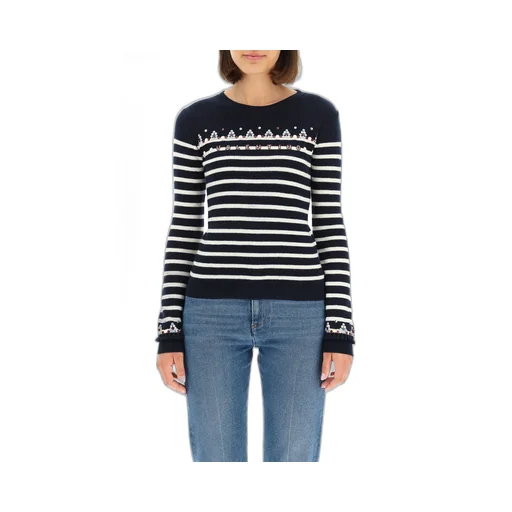 Striped Sweater With Embellishments