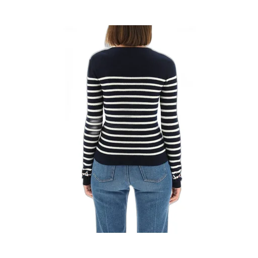 Striped Sweater With Embellishments