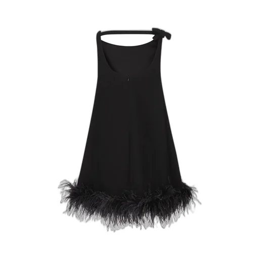 Feather-Trimmed Mini Dress