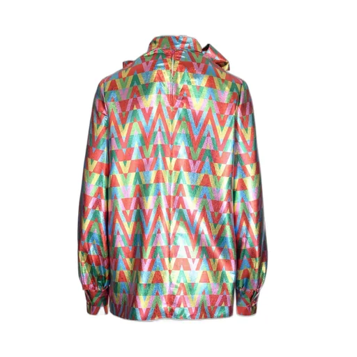 Geometric Print Blouse With Bow Detail