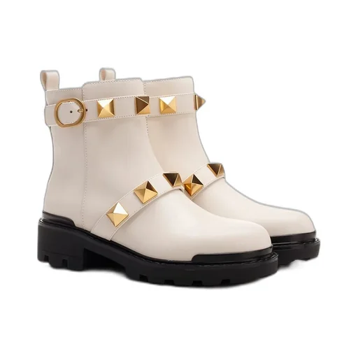 Studded Leather Ankle Boots