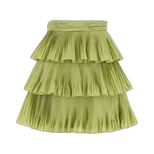 Tiered Pleated Midi Skirt