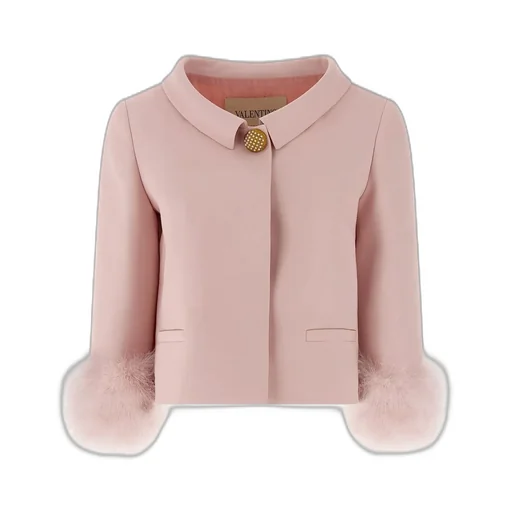 Cropped Jacket With Feather Trim