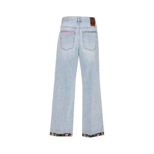 Wide-Leg Jeans With Floral Trim