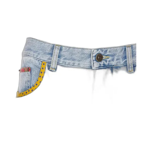 Wide-Leg Jeans With Floral Trim