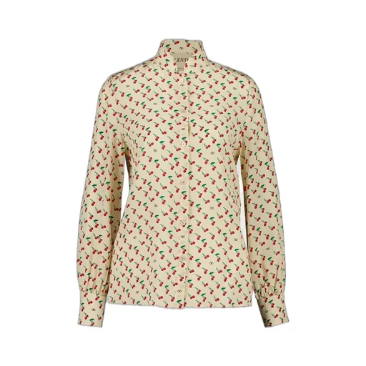 Cherry Print Silk Shirt