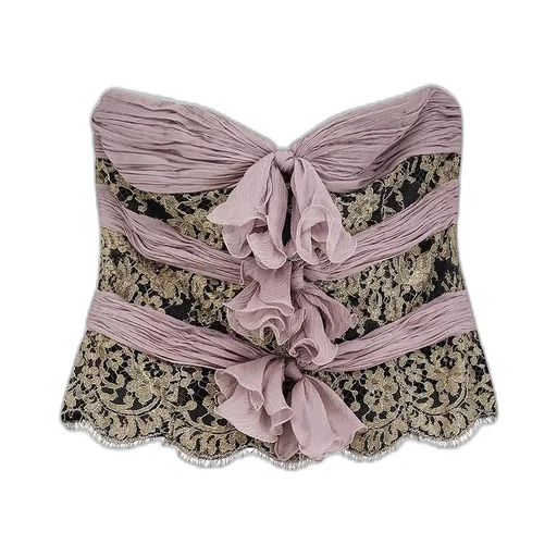 Strapless Ruffled Lace Corset Top