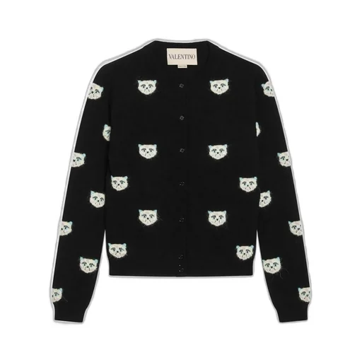 Embroidered Cat Face Cardigan