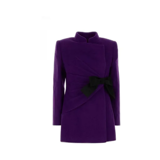 Wool Blend Coat With Bow Detail