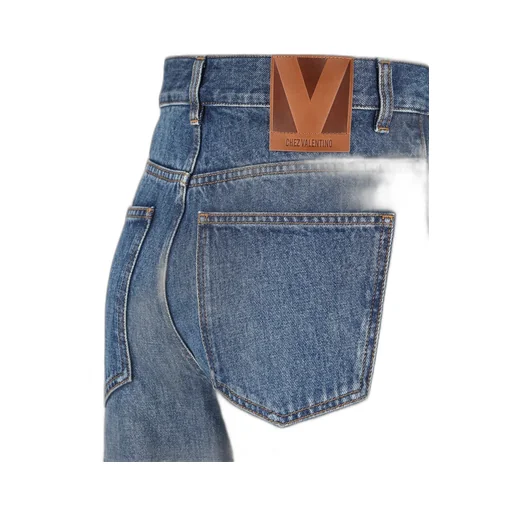 High-Waisted Flared Jeans With Heart Embroidery