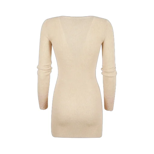 Ribbed Knit Dress With Lace Trim