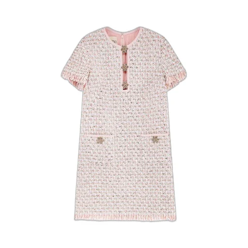 Tweed Dress With Fringed Trim