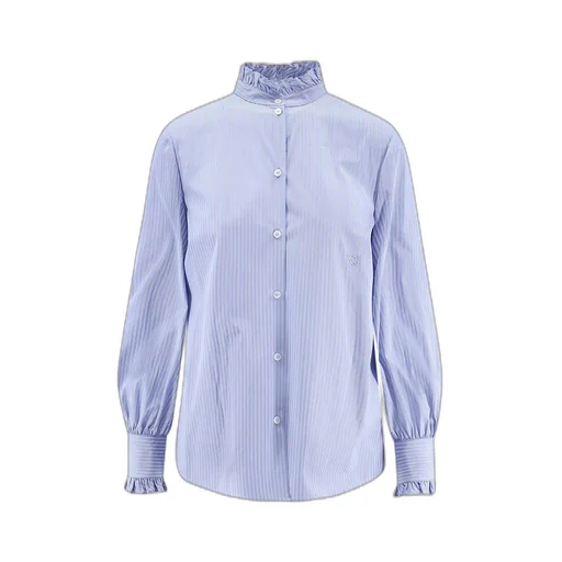 Striped Ruffled High Neck Shirt