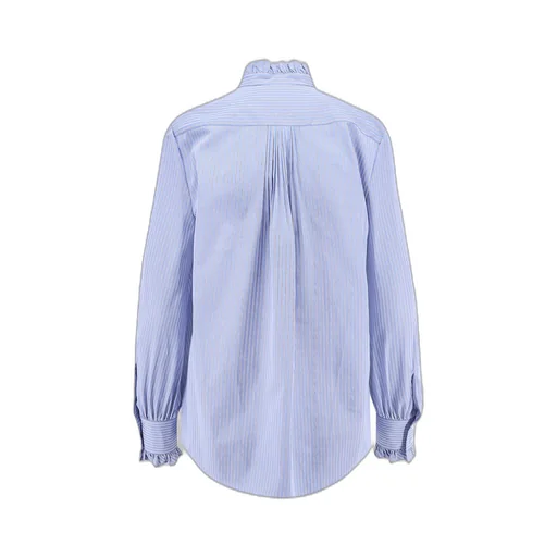 Striped Ruffled High Neck Shirt