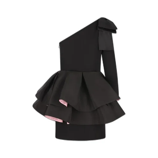 One-Shoulder Mini Dress With Ruffles