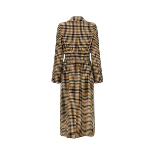 Double-Breasted Checked Wool Coat
