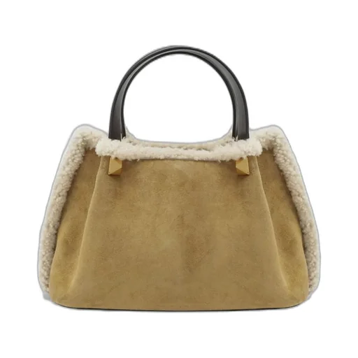 Vlogo Shearling Trim Tote Bag