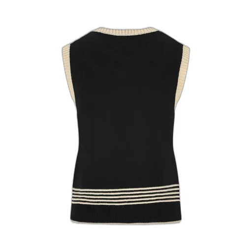 V-Neck Sweater Vest With Cat Graphic