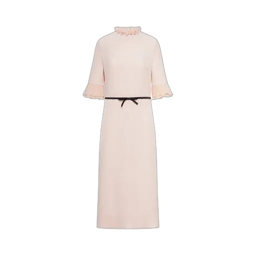 Ruffled Neck Midi Dress