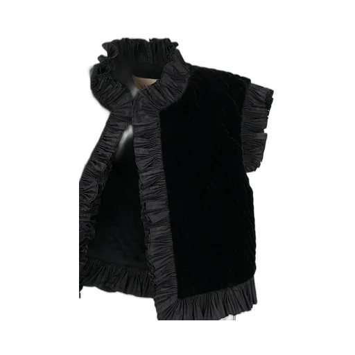 Velvet Quilted Vest With Ruffles
