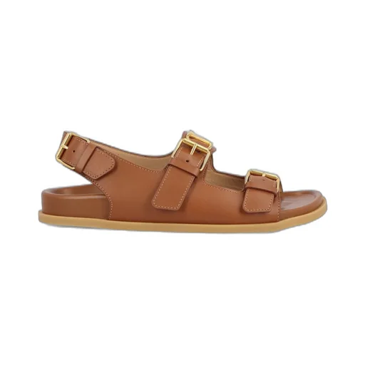 Double Buckle Leather Sandals