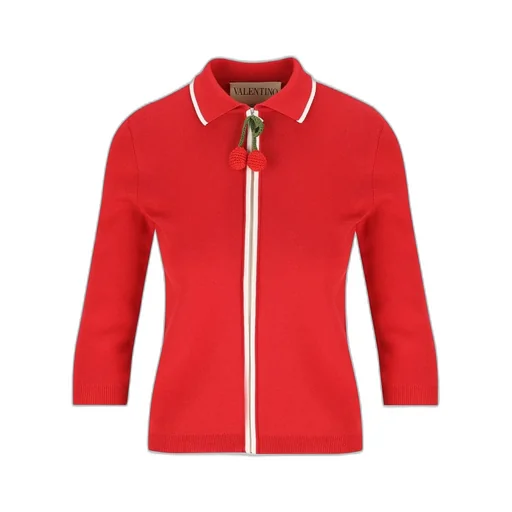 Zip-Up Cardigan With Cherry Detail