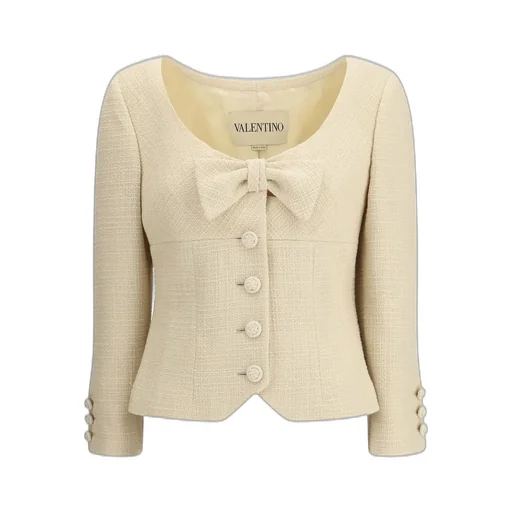 Tweed Jacket With Bow Detail