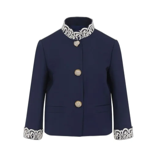 Blazer With Lace Trim