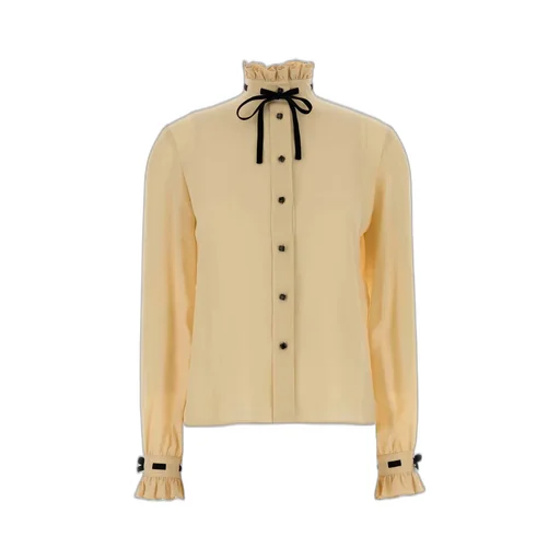 High-Neck Ruffled Blouse
