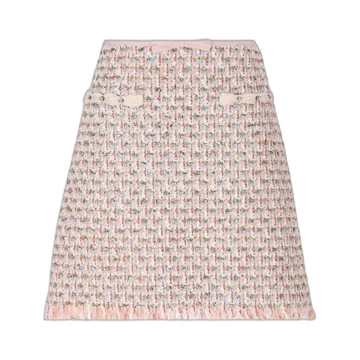Tweed A-Line Skirt With Bow Detail