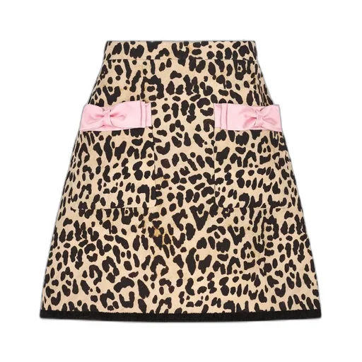 Leopard Print Mini Skirt With Bows