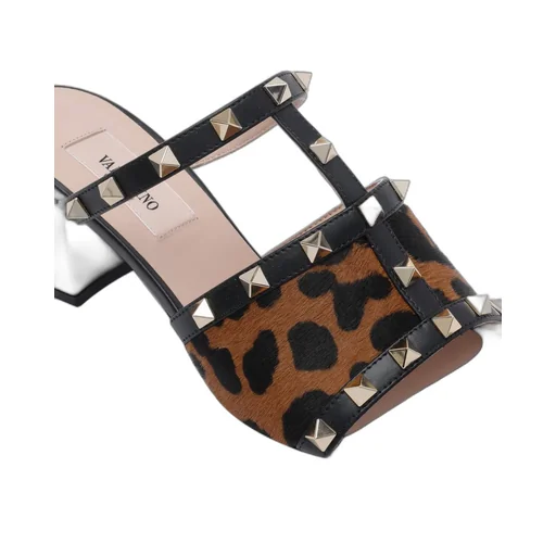 Studded Leopard Print Mule Sandals