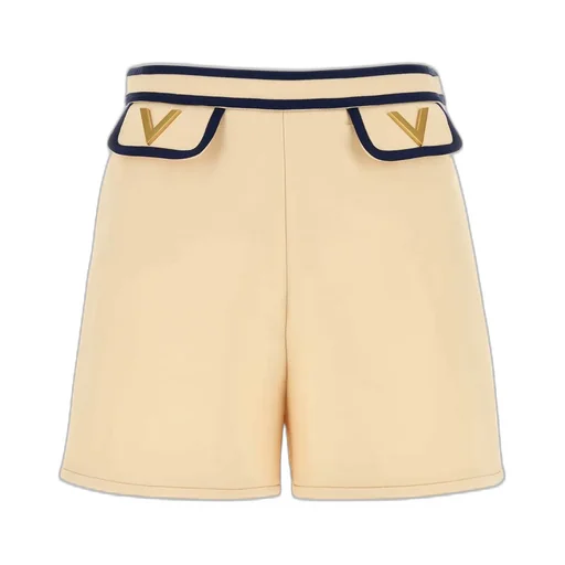 High-Waisted Shorts With V-Logo Detail