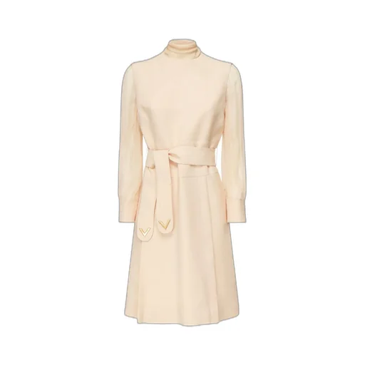 High-Neck Dress With Belt