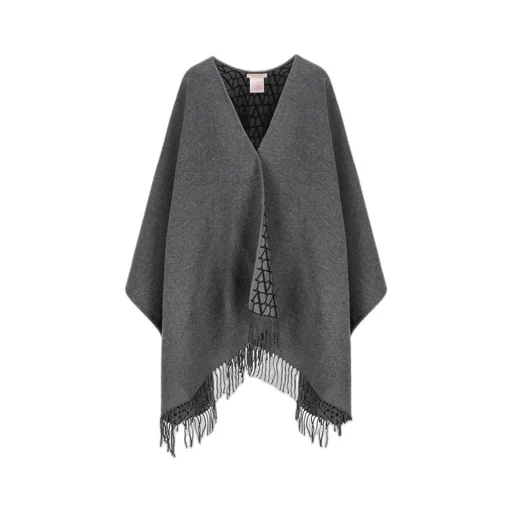 Wool Blend Cape With Monogram Jacquard