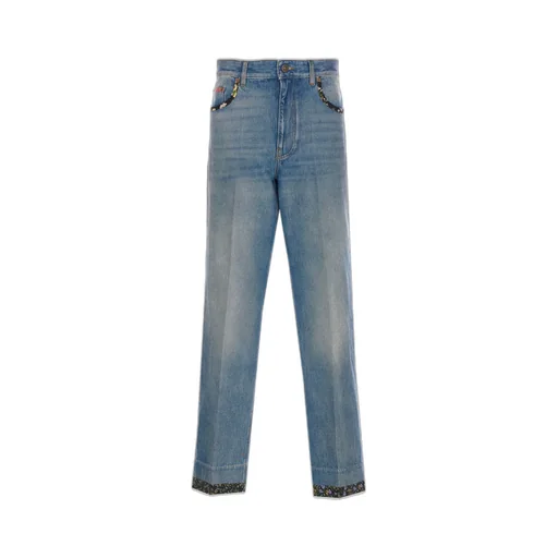 Straight-Leg Jeans With Floral Embroidery