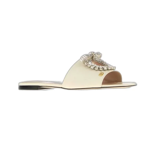 Flat Sandals With Crystal Buckle