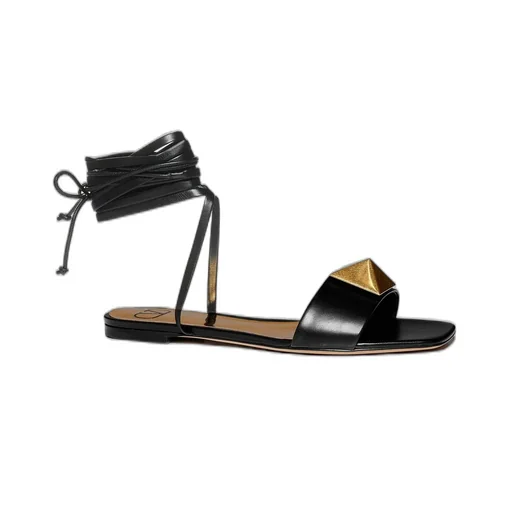 Studded Leather Lace-Up Sandals