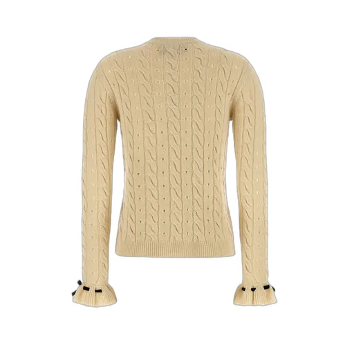 Cable Knit Sweater With Bow Detail