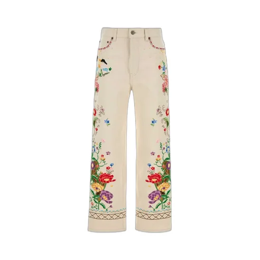 Embroidered Straight Leg Jeans