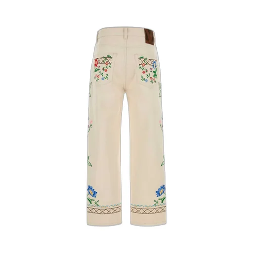 Embroidered Straight Leg Jeans