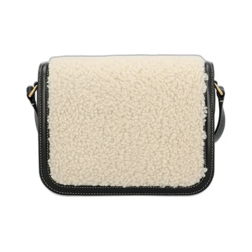 Vltn Tag Shearling Crossbody Bag