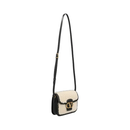 Vltn Tag Shearling Crossbody Bag
