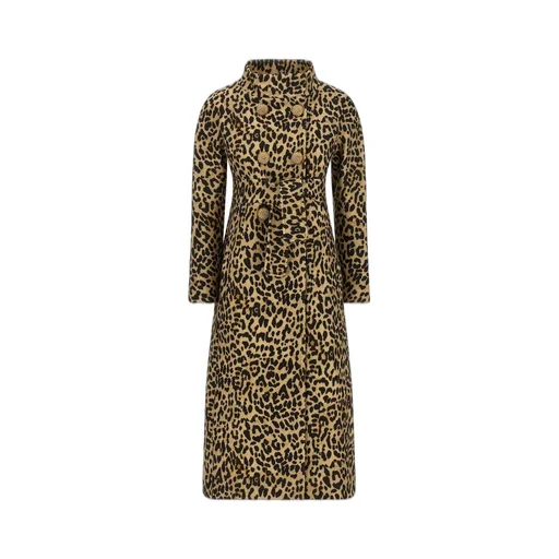 Leopard Print Double-Breasted Coat