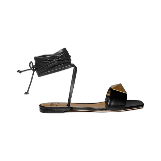 Studded Leather Lace-Up Sandals