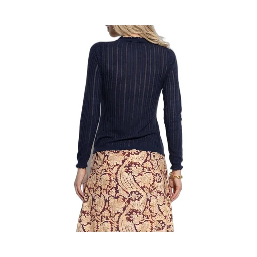 Ribbed Knit Top With Lace Trim