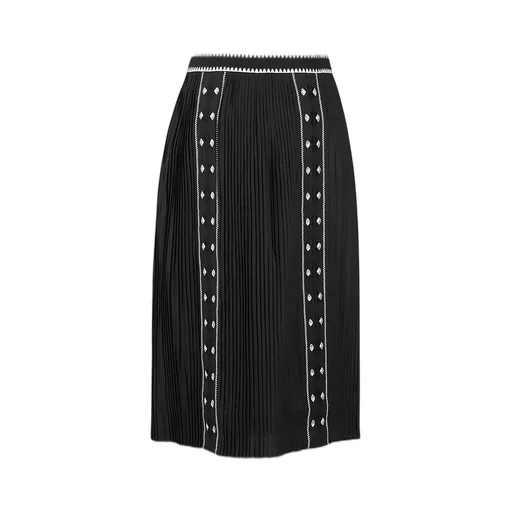 Pleated Midi Skirt With Embroidery