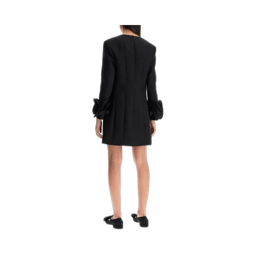 Mini Dress With Rose Appliqué Cuffs