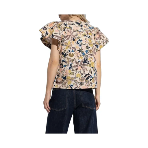 Printed Blouse With Flutter Sleeves