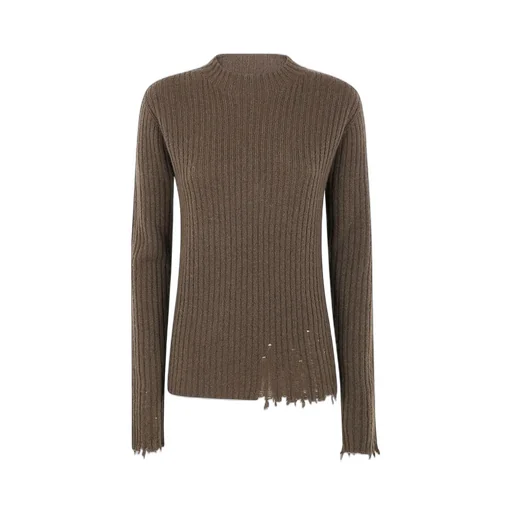 Distressed Ribbed Knit Sweater